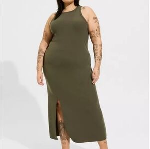 Torrid Maxi Rib Bodycon Slip Dress In Deep Depths Women's Plus Size 5X
